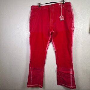 mnml Men's Red Carpenter Pants Cotton Straight Leg Pockets Size 40
